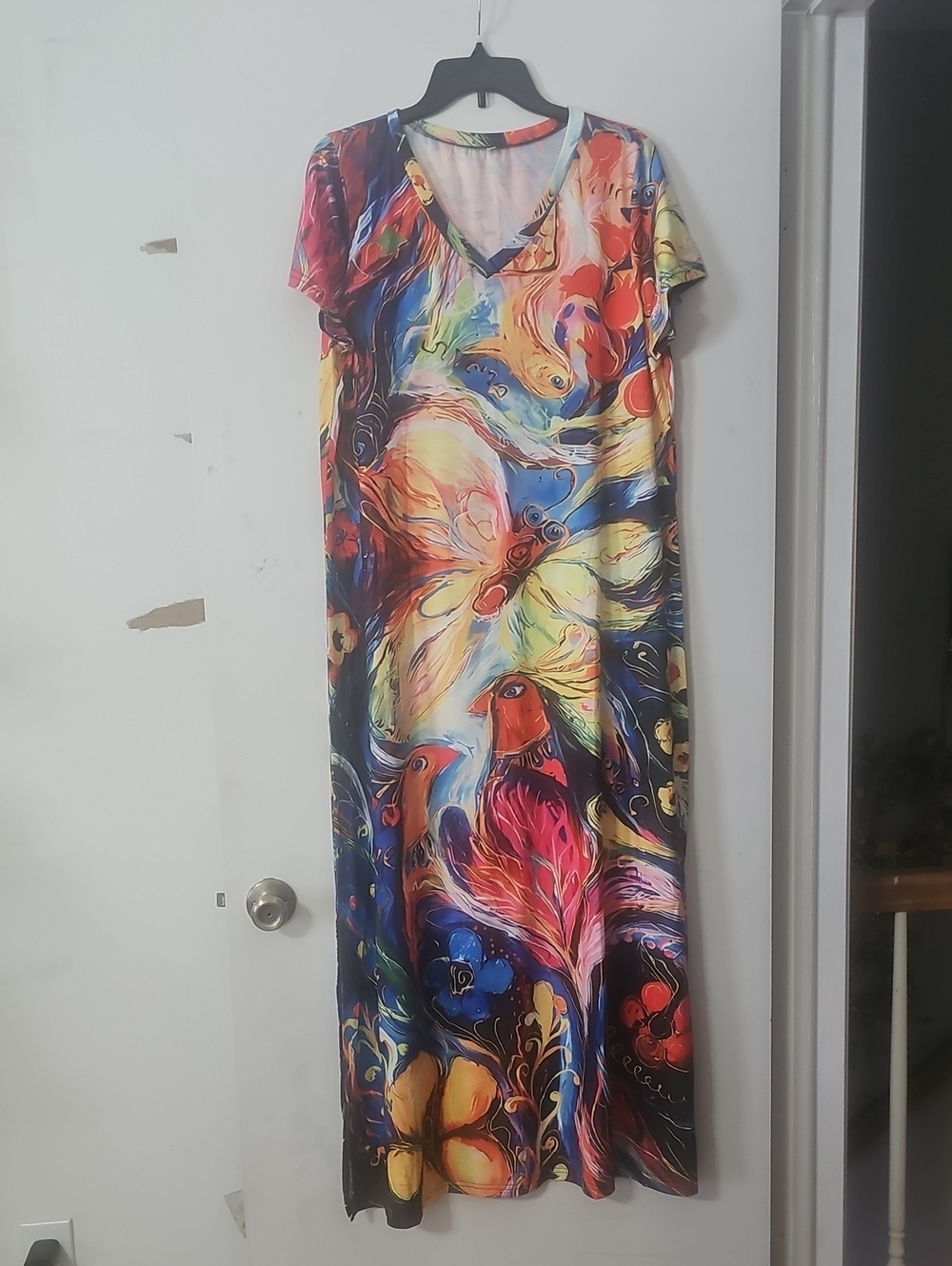 Vibrant Multicolor V-Neck Maxi Dress